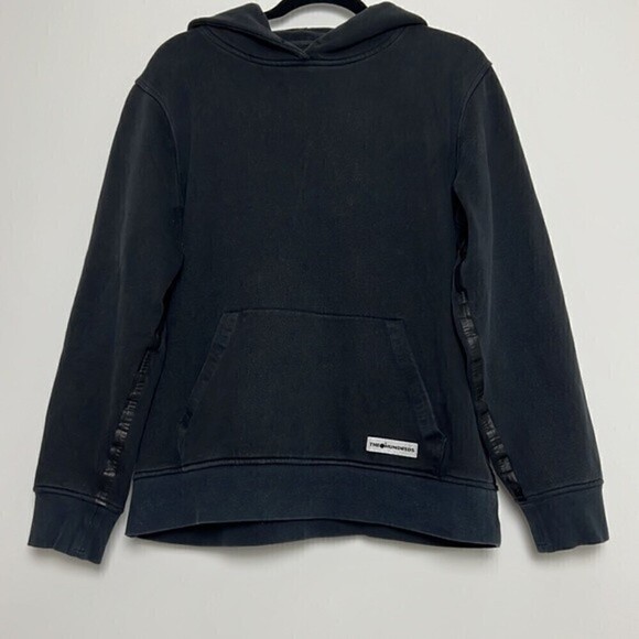 The Hundreds Unisex Black Faux Leather Detail Gorpcore Hooded Sweatshirt M - Picture 1 of 7